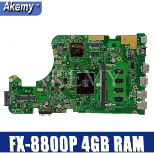 Akemy For Asus X555YI X555D A555D X555Y X555DG Laotop Mainboard X555DG Motherboard with FX-8800P 4GB RAM