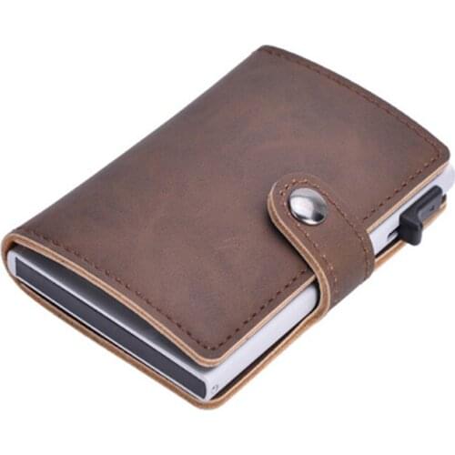 Anti Thief Men Credit Card Holder Blocking Rfid Minimalist Wallet Bag Leather Business id Cardholder Metal Purse