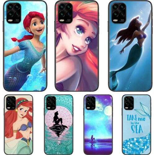 Mermaid Little cartoon Phone Case For XiaoMi Redmi Note 10 9 9S 8 7 6 5 A Pro T Y1 Black Cover Silicone Back Pre style cover