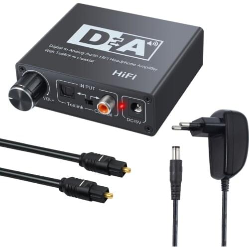 Digital To Analog Converter 3.5 Jack RCA DAC Spdif Amplifier Decoder Optical Fiber Coaxial for Headphone with Volume Control
