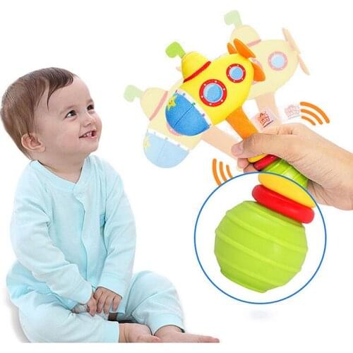 Baby Stuffed Cartoon Hand Rattle Bar Sticks Grab Plush Toy Infant Appease Puppet handbell Intelligent Gifts Newborns Kids