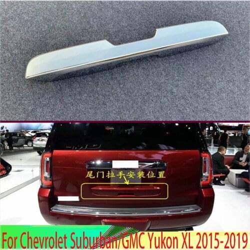 For Chevrolet Suburban/GMC Yukon XL 2015-2019 ABS Chrome Rear Trunk Tailgate Door Handle Bowl Catch Cover Trim Molding Garnish