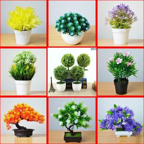 Artificial Simulation Fake plants pot Flowers Green Pot Ornaments Opportunity Knocks Plastic artificial flower Home Decorative