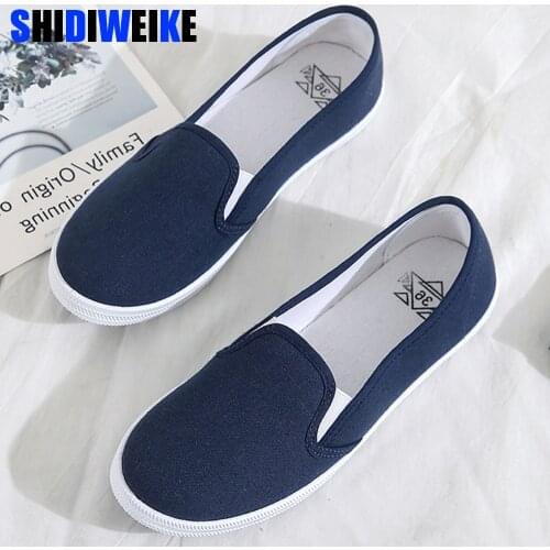Plus Size 42 Women Sneakers Slip on Shoes Woman Flats Canvas Loafers Candy Color Casual Shoes Female White Shoes zapatos mujer