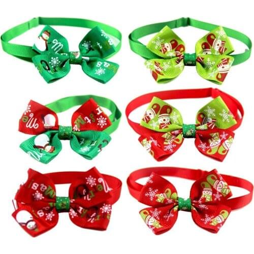 Cat Tie Bows For Dogs Tie Christmas Dog Bows Christmas Dog Collar Cute 2020 Christmas Bow Ties Pet Supplies Handmade Ribbon