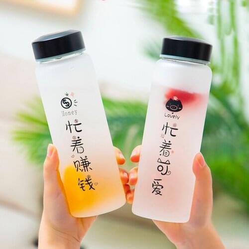 Creative Portable Water Cup Glass Portable Water Bottle Fashion Simple Water Bottles Student Colorful Cute Tea Bottle FF70P