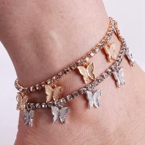 Fashion Women Bohemian Butterfly Anklets Beach Anklet Gold Silver Color Chain Ankle Bracelet on Leg Foot Jewelry