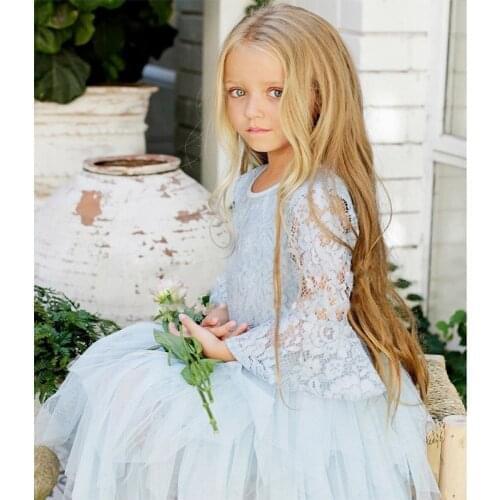 Soft Mesh Baby Girl Lace Tutu Dress Childrens Horn Sleeve Birthday Party Princess Dresses Vestidos Children Clothing