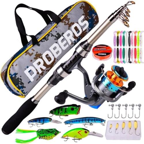 Fishing Tackle Kit Casting Rod Multiuse Carbon Fiber Fishing Line Lure Bag Hooks Full Set for Outdoor рыбалка удочка для рыбалки