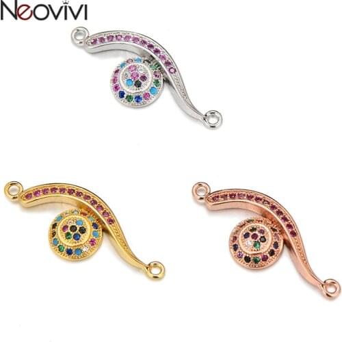 Neovivi Multicolor Cubic Zirconia Charms Round Eye Charm Beads for Jewelry Making Women Bracelets Necklace Handmade Accessories