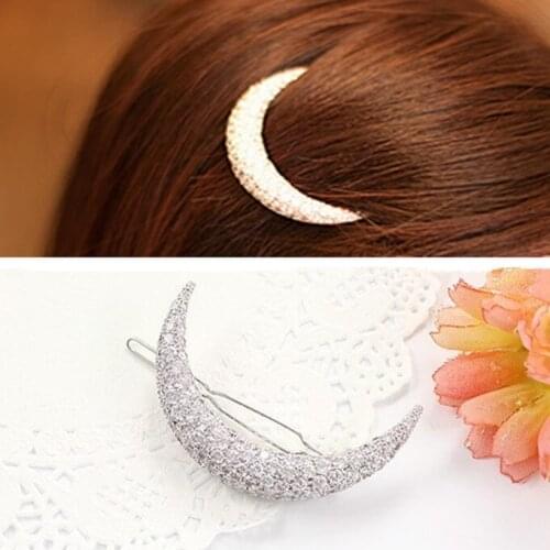 New Cute Hair Accessories Girls Hair Clip Rhinestone Moon Bang Clip Hairpins