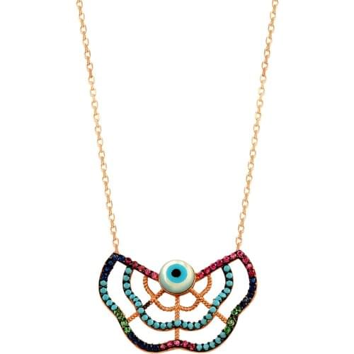 Evil Eye Necklace Amulet Women Necklace Boho 925 Sterling Silver Protection Turkish Evil Eye Necklace Vintage Multiple Rainbow