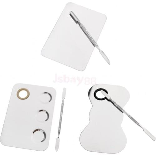 Stainless Steel Makeup Palette Nail-art Cosmetic Artist Mixing Palette with Spatula Tools for Mixing Foundation Silver