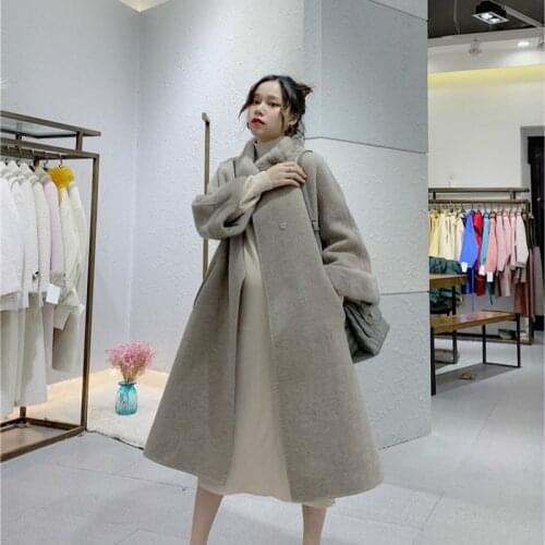Winter 100% Wool Coat Real Mink Fur Collar Korean Long Jacket for Women Clothes 2020 Casaco QA211 YY956