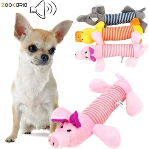 Squeak Chew Dog Toys Sound Dolls Dog Cat Fleece Pet Funny Plush Toys Elephant Duck Pig Fit for All Pets Durability