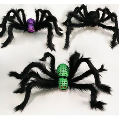 2021 Halloween Plush Spider Decoration Horror Ghost Festival Trick Or Treat Party Spider Party Boo Happy Halloween Party Decor