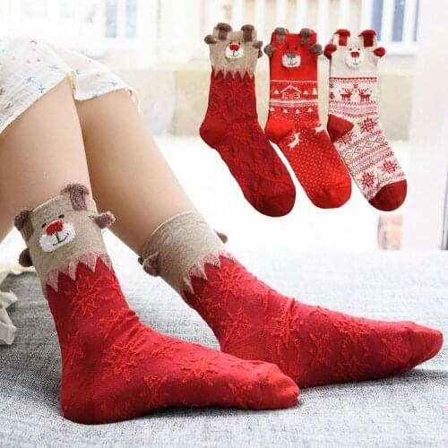4 Pairs/Lot Casual Christmas Socks Cartoon Animal women Socks Cotton Happy funny Socks Korea cute socks Christmas Gift for women