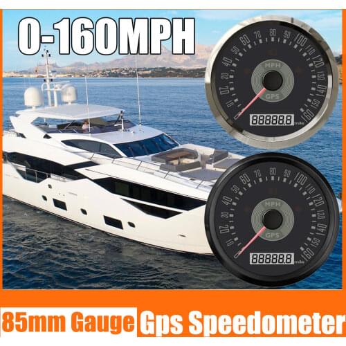 85mm GPS Speedometer 0-160MPH 0-99999.9miles Adjustable with Antenna Red/Yellow Backlight Classical for Car Boat 9-32V