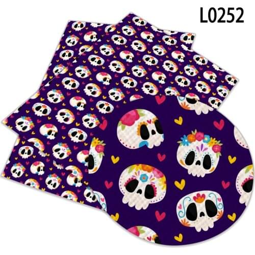 30X136CM Mexico keleton Pattern Faux Leather Fabric Printing For Earrings Bag Belt Wallet Material