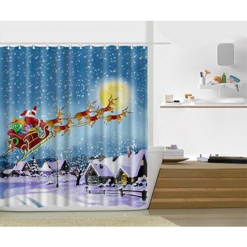 Snowman Shower Curtain Cartoon Waterproof Polyester Fabric Santa Claus Bath Curtain Bathroom Products Christmas Gift YX01