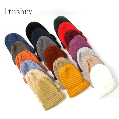 2020 New Womens Beanie Hat warm Autumn Women Wool Knit Beanie Hat Cuff Beanie Watch Cap for Girls Spring Skull Hats for Female