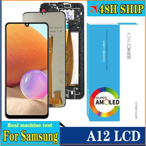 100% Original 6.5'' Display for SAMSUNG Galaxy A12 A125F A125F/DS LCD with frame Touch Screen Digitizer Assembly Repair Parts