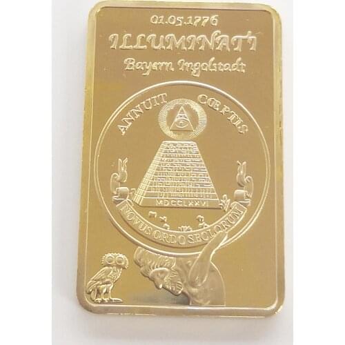 1776 Square Gilded Bar Commemorative Coin Freemasonry Commemorative Coin Gold Bar Coin Collectibles Home Decoration