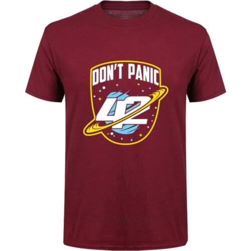 2020 Fashion Custom T shirt men dont panic sci-fi 42 Hitchhiker Guide To The Galaxy T-shirt Retro Science Guide Tshirt camiseta