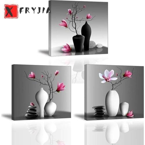 3pcs diy 5D diamond painting still life vase orchid cross stitch full square round drill embroidery triptych home decoration