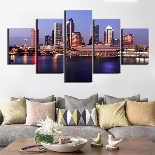 Wall Art Canvas Painting 5 Pcs Prints and Posters Home Decor Artwork city view Wall Pictures for Living Room