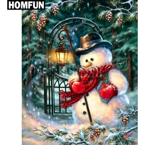 HOMFUN Full Square/Round Drill 5D DIY Diamond Painting "Snowman" Embroidery Cross Stitch 5D Home Decor Gift A03796