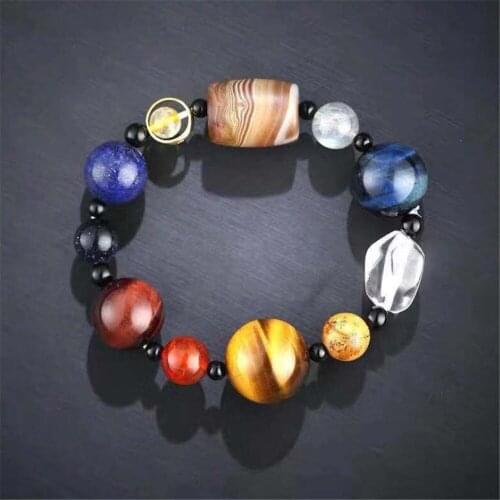 Top Eight Planets Natural Stone Bracelet For Women Universe Yoga Chakra Galaxy Solar System Bracelets Men Jewelry Dropshipping