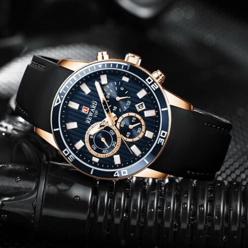 2021 New Reward Mens Luxury Silicone Sports Watch Male Wristwatches Quartz Waterproof Business Date Watches Montre Homme Gifts
