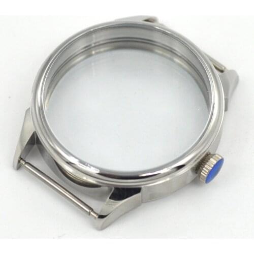 42MM Manual Mechanical Watch Case Gold Black Stainless Steel Through The Bottom Suitable for ST3600 6497 6498 Movement