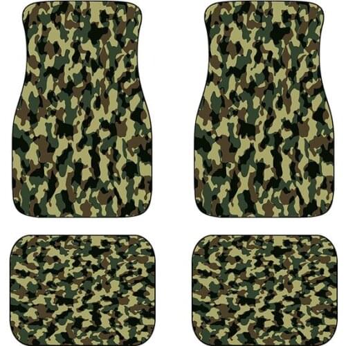 Aimaao Camo Car Floor Mats Front Only 4-Piece Rubber Backing All Weather Non Slip Dirty Resistant Universal Automotive