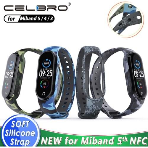 Camouflage Wrist Strap for Xiaomi Mi Band 5 Bracelet Silicone Smart Band Strap for Xiaomi Miband 5 4 3 Bend5 Band 4 NFC Correa