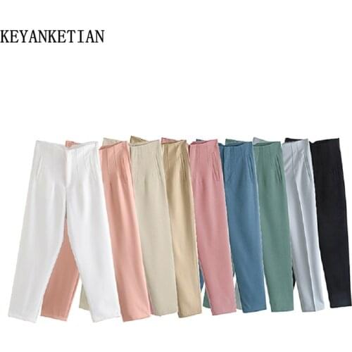 Женские брюки с высокой талией KEYANKETIAN China At AliExpress