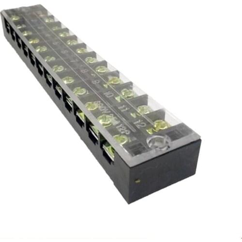 1Pcs Barrier Terminal Block 12-Position(Dual Row) 600V 25A 0.5-2.5mm2 Wire Section