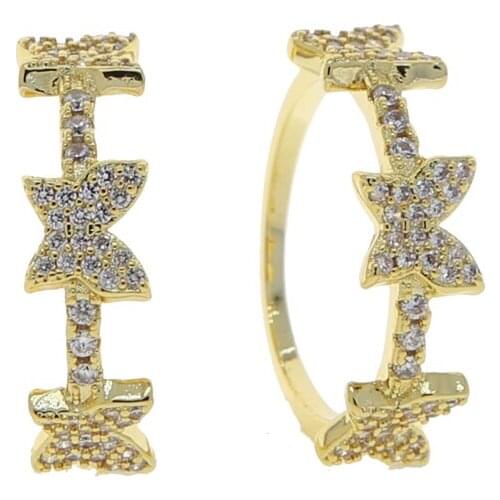 Three Butterfly Shining Tiny Cubic Zircon Ring for Women Dainty Princess Rings Jewelry Fashion Party Birthday Gifts Size #6 7 8