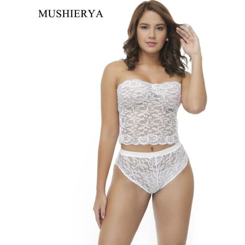 MUSHIERYA New Lace Sexy Underwear Erotic Set Embroidery Bralette Erotic Lingerie Plus Size Transparent Women Sexy Underwear Set
