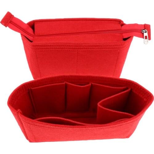 2pcs Cosmetic Purse Organizer Felt Holder Bag In Bag Tote Insert Travel Handbag