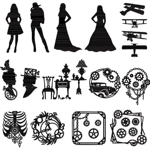 Cool Girl Brides Dressing Table Gearwheel Frames Glider Silhouettes Cutting Dies For DIY Scrarpbooking Paper Card Craft 2021 New