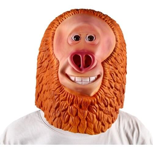 Orangutan Mask Halloween Animal Latex Masks Movie Cosplay Fancy Dress Party Props Baboon Headgear