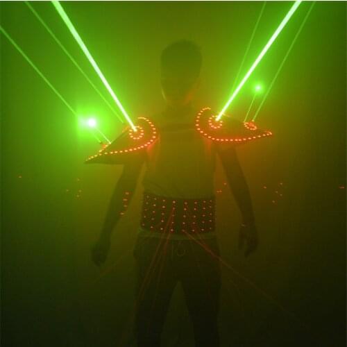 P56 Club laser men show laser projector green laser beam shoulder dj led costumes rechargeable laser belt red beams outfit disco