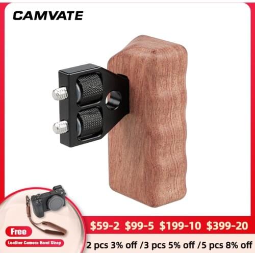 CAMVATE DSLR Wood Wooden Handle Grip Mount Support for DV Video Cage Rig C1242