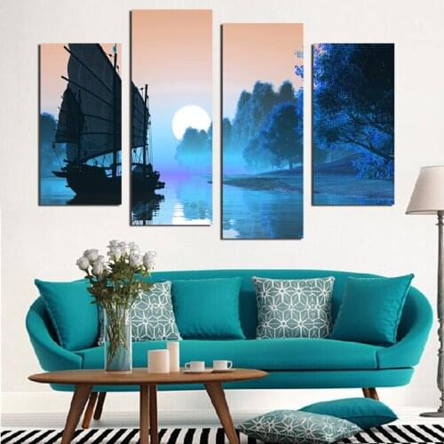 Fashion New 4 Piece Hot Sell Modern Canvas Painting Wall art Home Decoration sailing Art Picture Paint on Canvas Prints