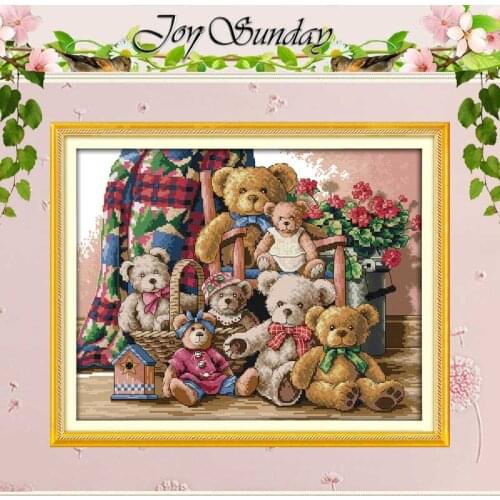 Bear family Pattern Counted Cross Stitch 11CT 14CT Cross Stitch Set Wholesale Cartoon Cross-stitch Kit Embroidery Needlework