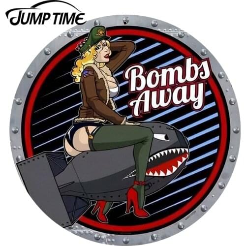 JumpTime 13cm x 13cm Sexy pin up Girl Retro Bombs Away Sign Car Stickers Decal Accessories High Quality Waterproof Sunscreen