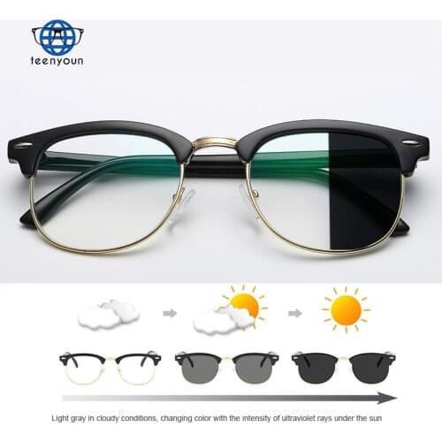 TEENYOUN Anti Blue light Photochromic Computer Glasses Photosensitive Chameleon Change Color Lens Decorative Glasses Eyeglasses