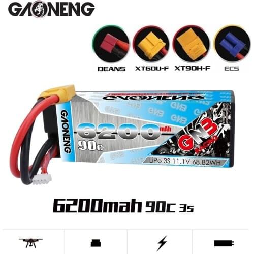 Rechargeable battery GAONENG GNB 11.1v 6200mAh 90C/180C For RC Car Racing Spare Parts With Shell Upgrade LiHV 3S Battery